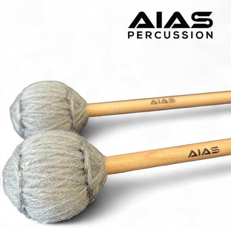 AIAS Vibraphone Mallets Grey Wrapped Heads with Maple Shafts Clear Articulation 16 Inch Pair - Image 2